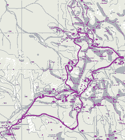 карта Ергаков с маршрутом похода 2005года